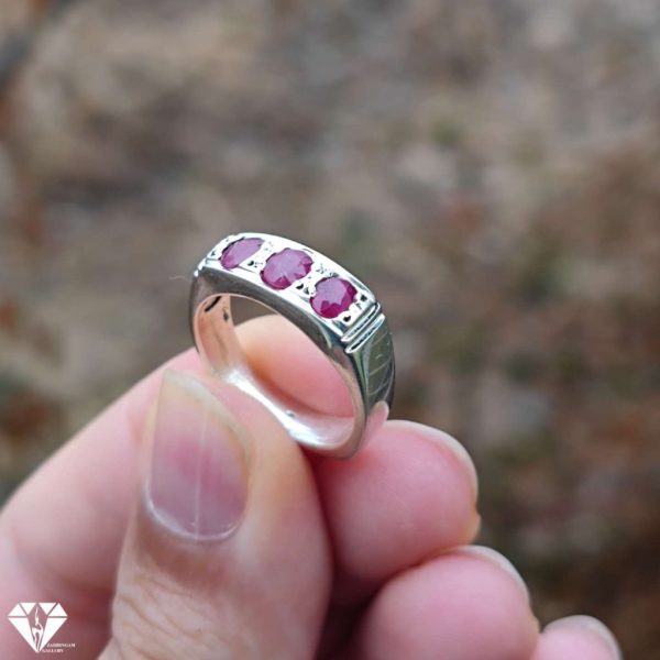 انگشتر مردانه یاقوت سرخ (3 نگین)